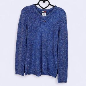 Vintage Tommy Jeans knit blue and multicolored pullover sweater